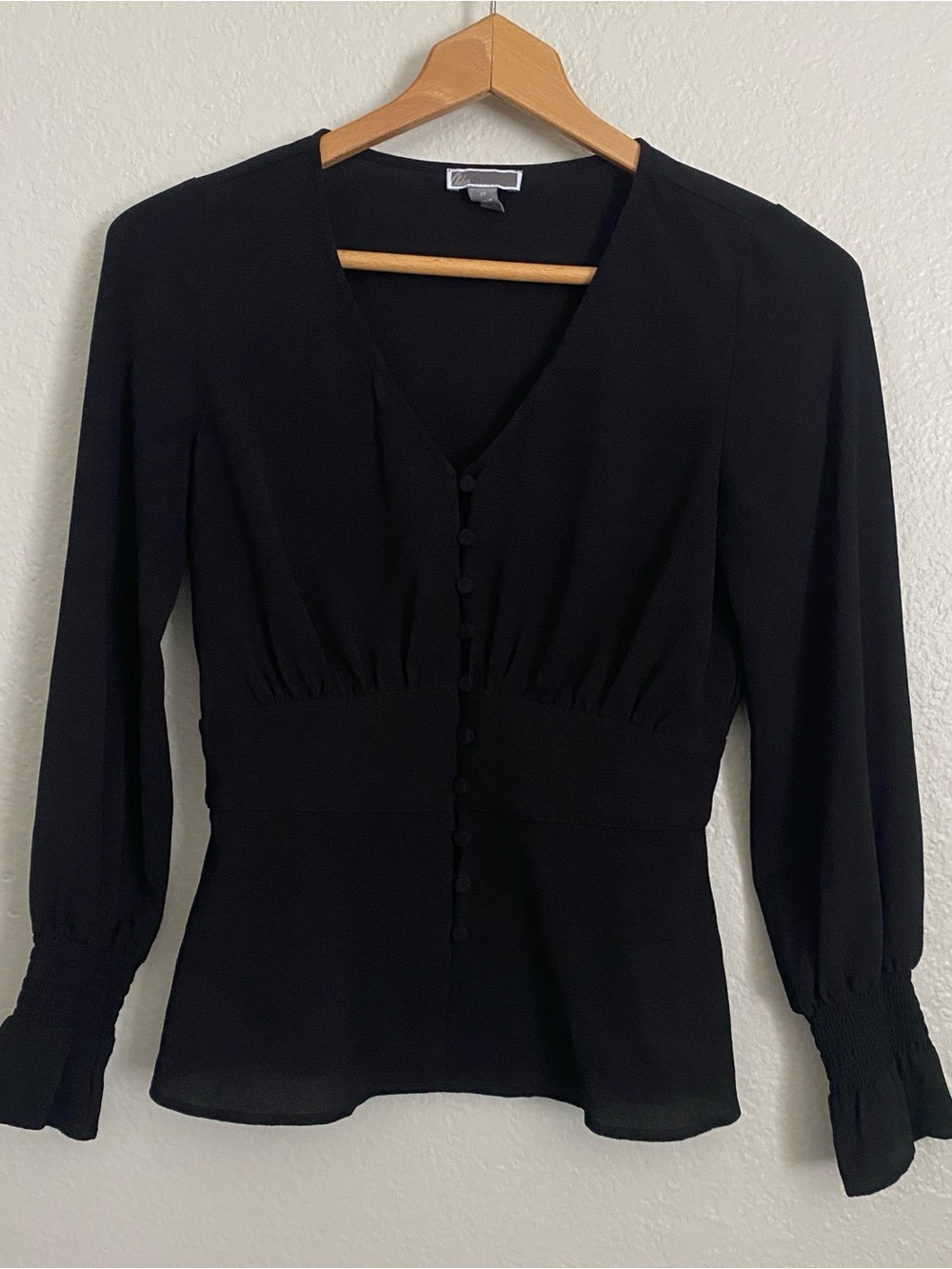 Chelsea28 Blouse Top Women's XS Black Corset Style Button Front Lightweight